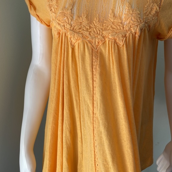 Free People orange lace asymmetric t-shirt - Picture 3 of 8
